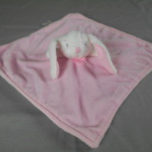 Nuby White Bunny Pink Blanket Lovey Security Soft